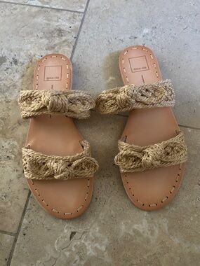Dolce Vita Natural Braided Double-Knot Slide Sandals